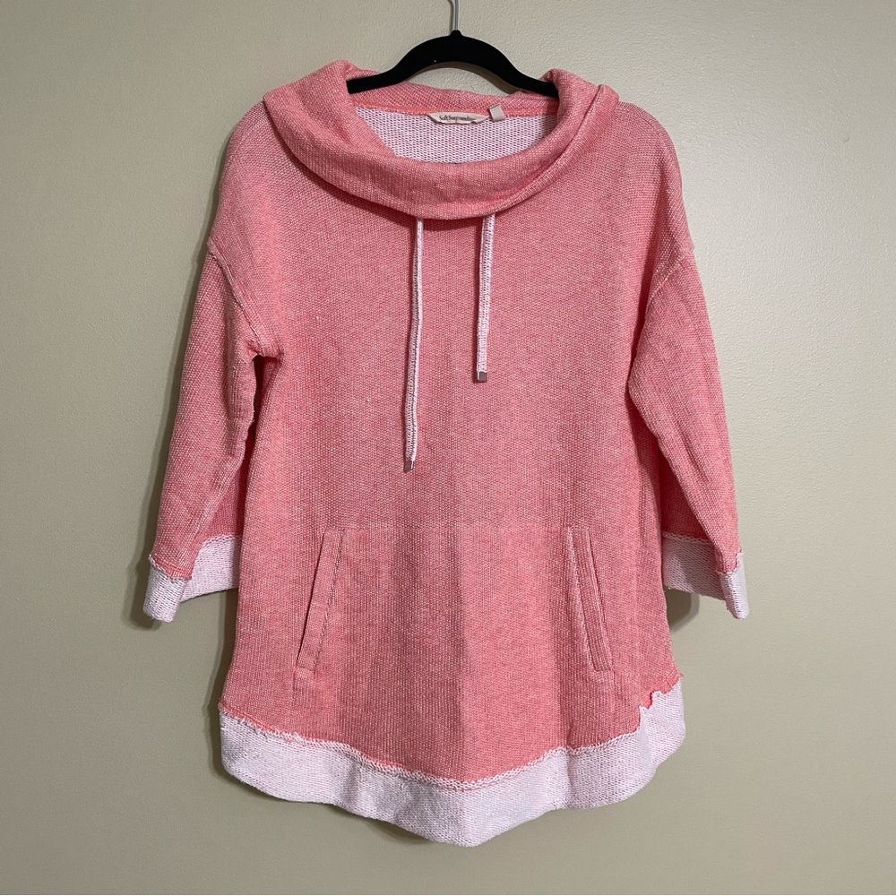Soft Surroundings Santorini Shores Cowl Neck‎ Pullover Sweatshirt Coral medium